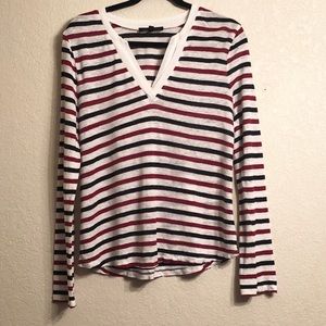 Sanctuary 100% Linen Size L Stripe Long Sleeve Top